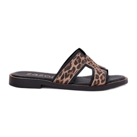 Bőr lapos leopárd flip flops zazoo 40383 fekete Bőr lapos leopárd flip flops zazoo 40383 fekete