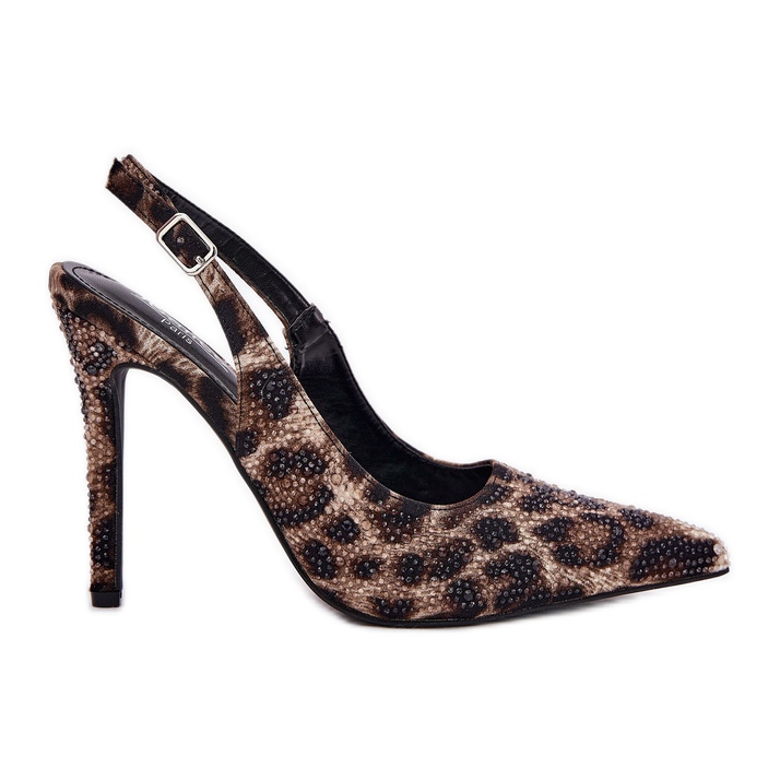 Inna Díszített szandálok egy bézs és fekete leopárd nyomtatáson