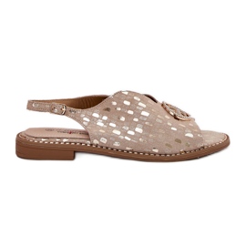 S.Barski Lapos sarkú bőr szandál S. Barski Kv51-094 PLN díszével aranysárga S.Barski Lapos sarkú bőr szandál S. Barski Kv51-094 PLN díszével aranysárga