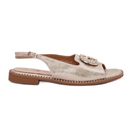 S.Barski Női szandál, az S. Barski Kv51-081 PLN dekoratív részletével aranysárga