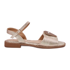 S.Barski Női lapos sarkú szandál S. Barski KV51-098 díszjével zloty aranysárga