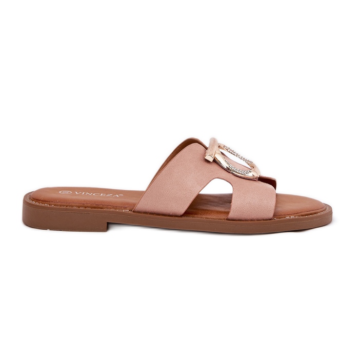 Lapos, fákos női papucs egy Vinceza 17381 bézs