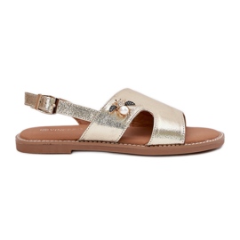 Vinceza Lapos női szandál dekoratív VinZa részletekkel 17378 Zlotys aranysárga