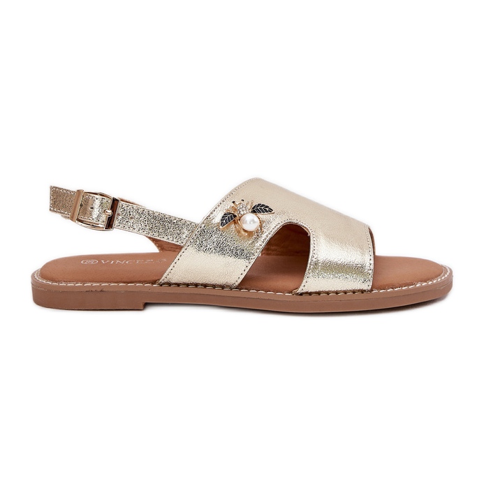 Vinceza Lapos női szandál dekoratív VinZa részletekkel 17378 Zlotys aranysárga