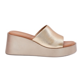 Inna A női papucsok egy ék öko bőr aranyon aranysárga