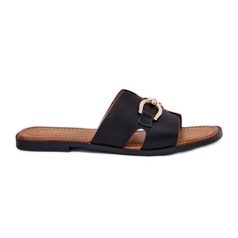 EVento Lapos női papucs dekoratív részletekkel fekete