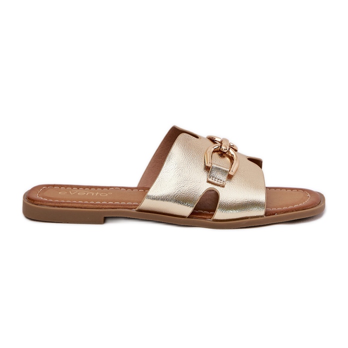 EVento Női lapos papucs dekoratív arany részletekkel aranysárga