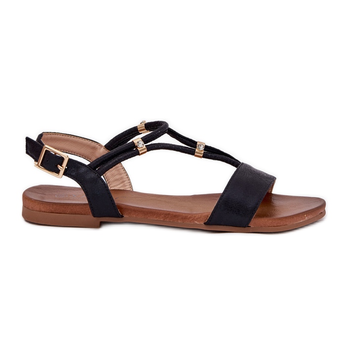 S.Barski Női lapos szandál csíkokkal S. Barski Kv51-120 fekete