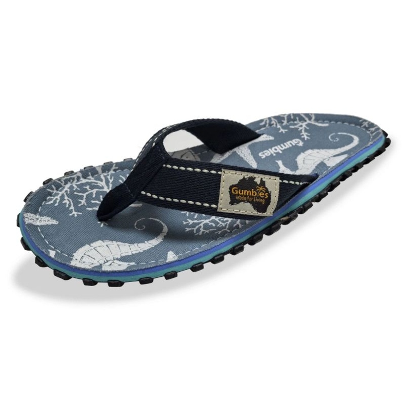 Japán Gumbies Islander Flip flops Unisex Seahorse gu-Fff152 kék