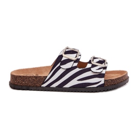 Inna Női papucs zebra csatokkal fehér