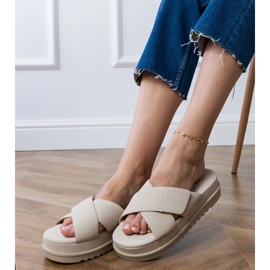 Bézs szárnyak csíkokkal a peronon