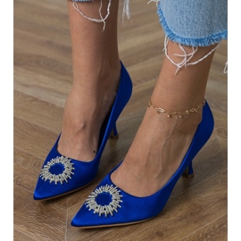 Kék szatén szivattyúk cirkonokkal