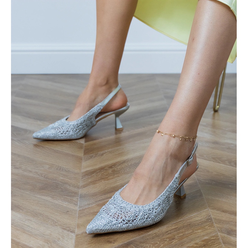 Ezüst szivattyúk nyitott sarkú fonott