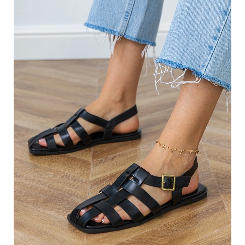 Fekete szandál gladiátor épült