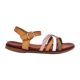 Női szandál Sergio Leone SK090H lengő csíkokkal sárga