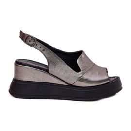 Női bőr szandál az ősi Artiker 54C0402 grafithoz ezüst