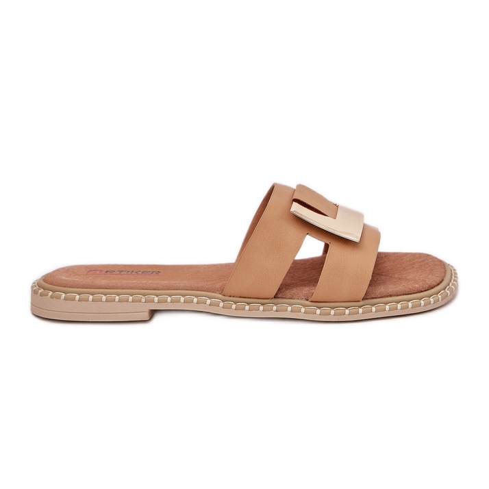 Női lapos flip flopok dekoratív részletekkel Artiker 56C1335 Bézs