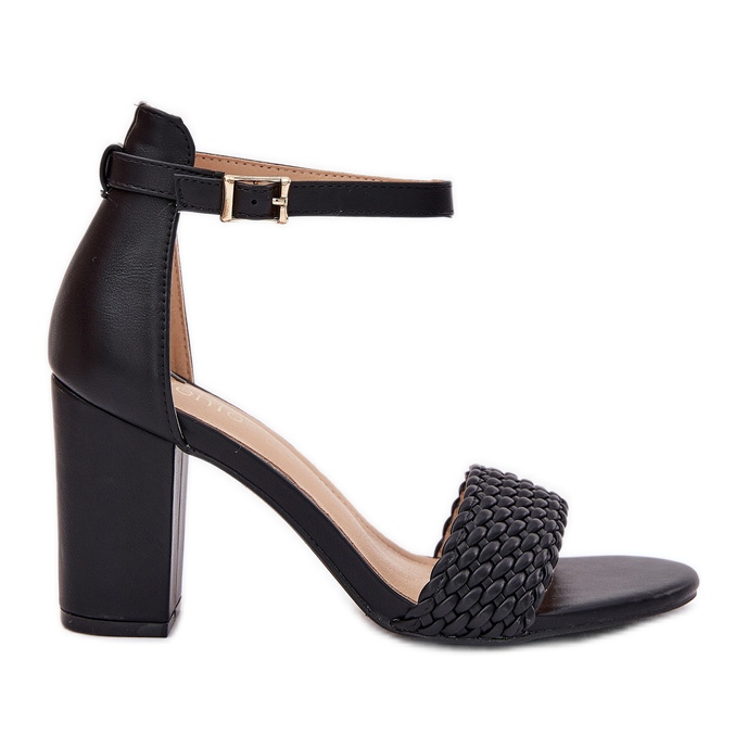 EVento Női szandál egy fonott csíkkal ellátott oszlopon fekete