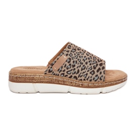 Női papucs leopárd barna