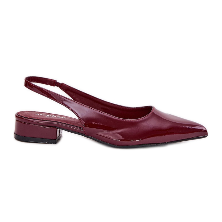 Festett, alacsony sarokú balerinas bordó piros