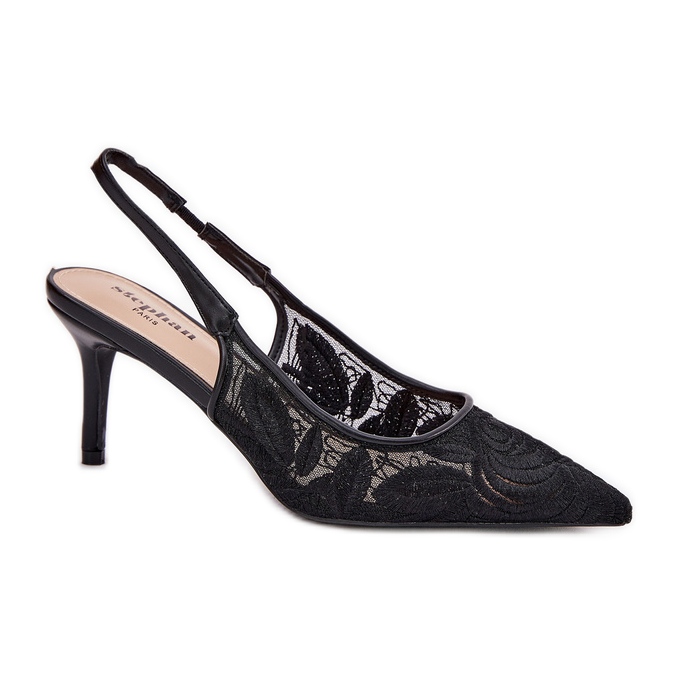 Csipke sarkú szandál nyitott sarkú fekete