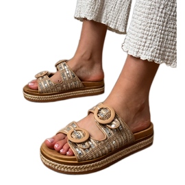 Bézs fonott szárnyak flitterekkel csíkokon