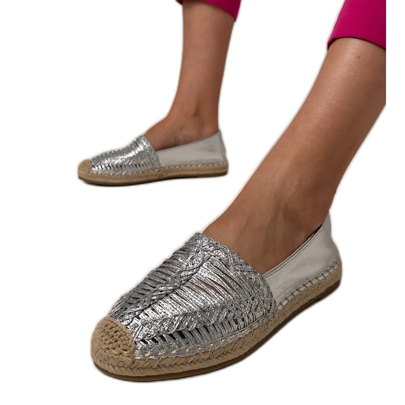 Ezüst nyitott eSpadrilles a platformon Ezüst nyitott eSpadrilles a platformon