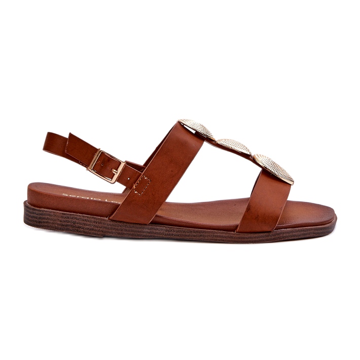 Női lapos szandál díszítéssel Sergio Leone SK072H Barna