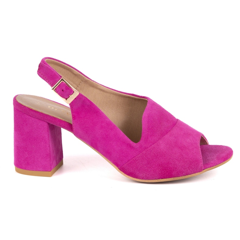 Olivier Női magas sarkú cipő n1818 természetes velúr bőrből készült szandál rózsaszín
