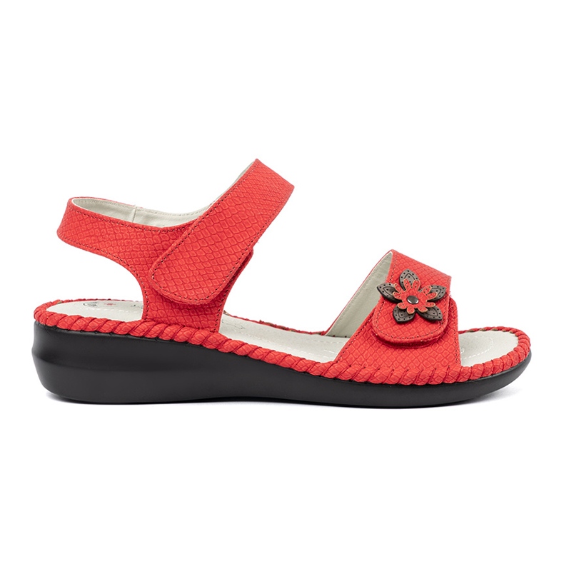 J. Star Piros szandál bőr betéttel