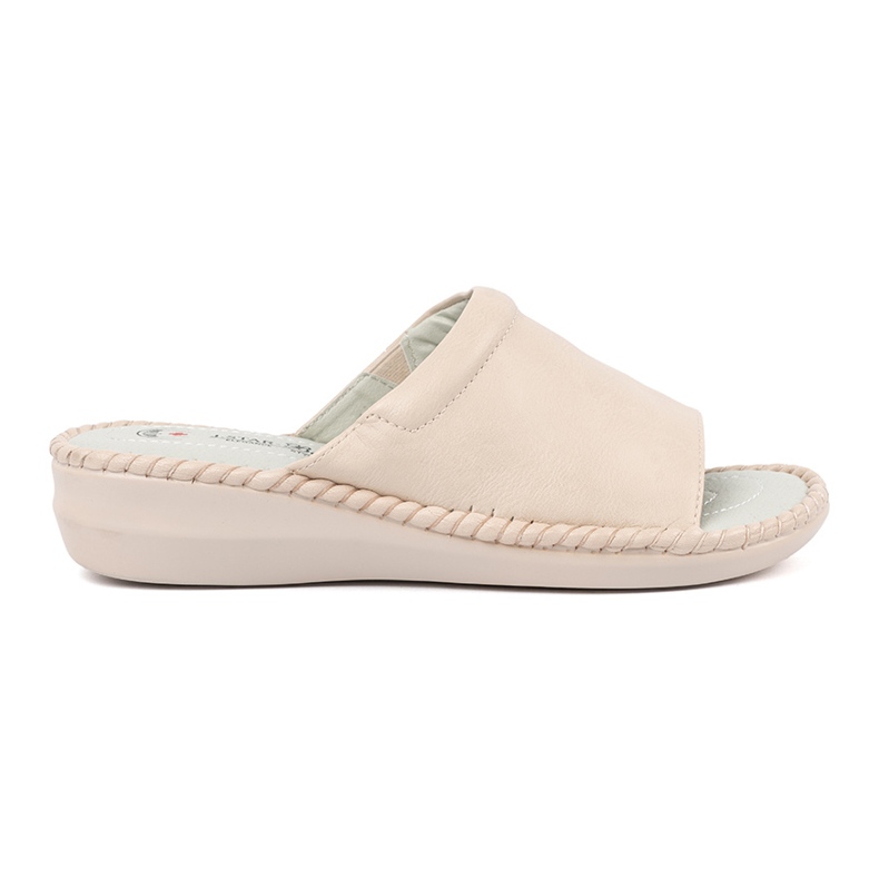 J. Star Könnyű -beige bőr betét flip -flops bézs