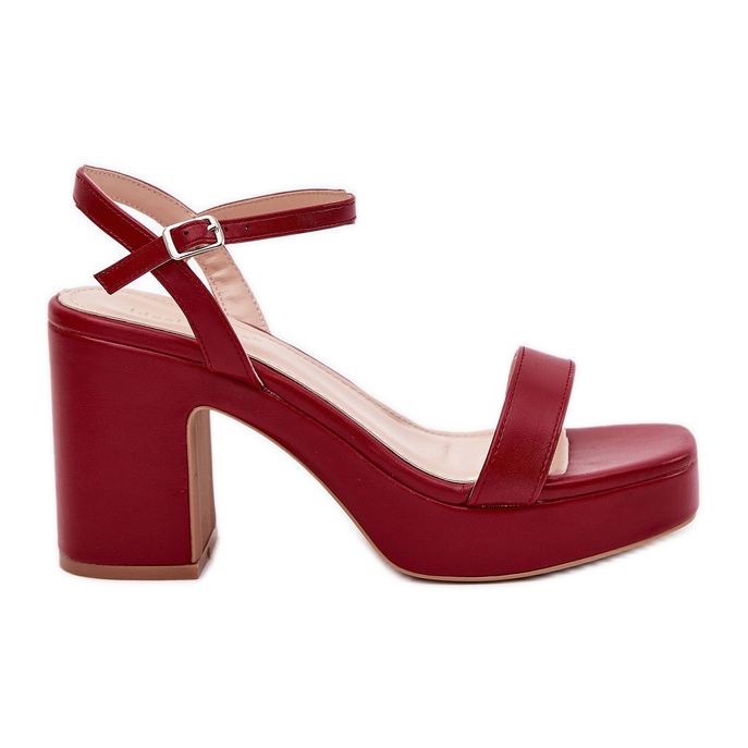 Öko bőr szandál a bordó oszlopon piros