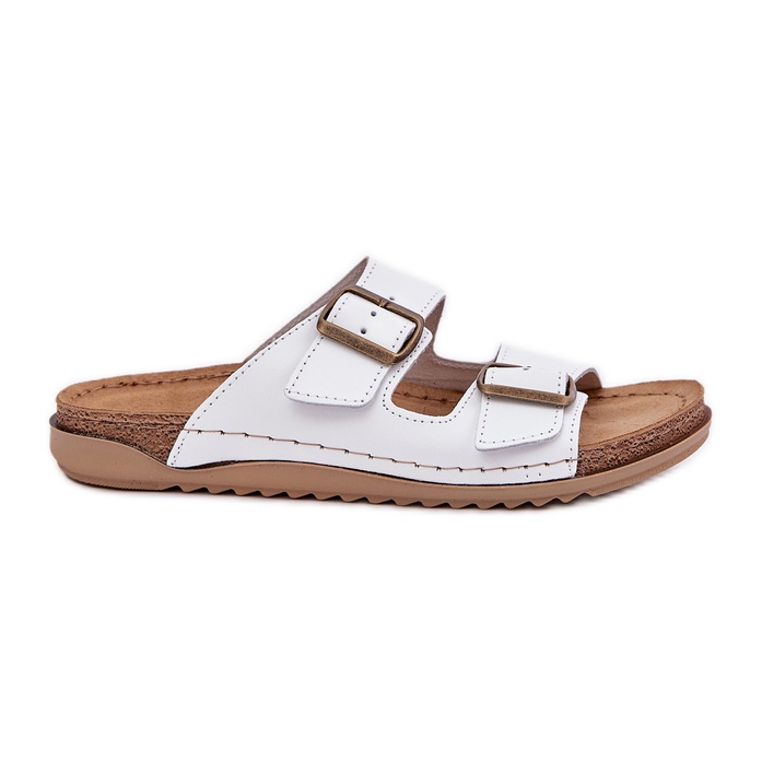 Bőr papucs flopok inblu aa0002ko fehér Bőr papucs flopok inblu aa0002ko fehér