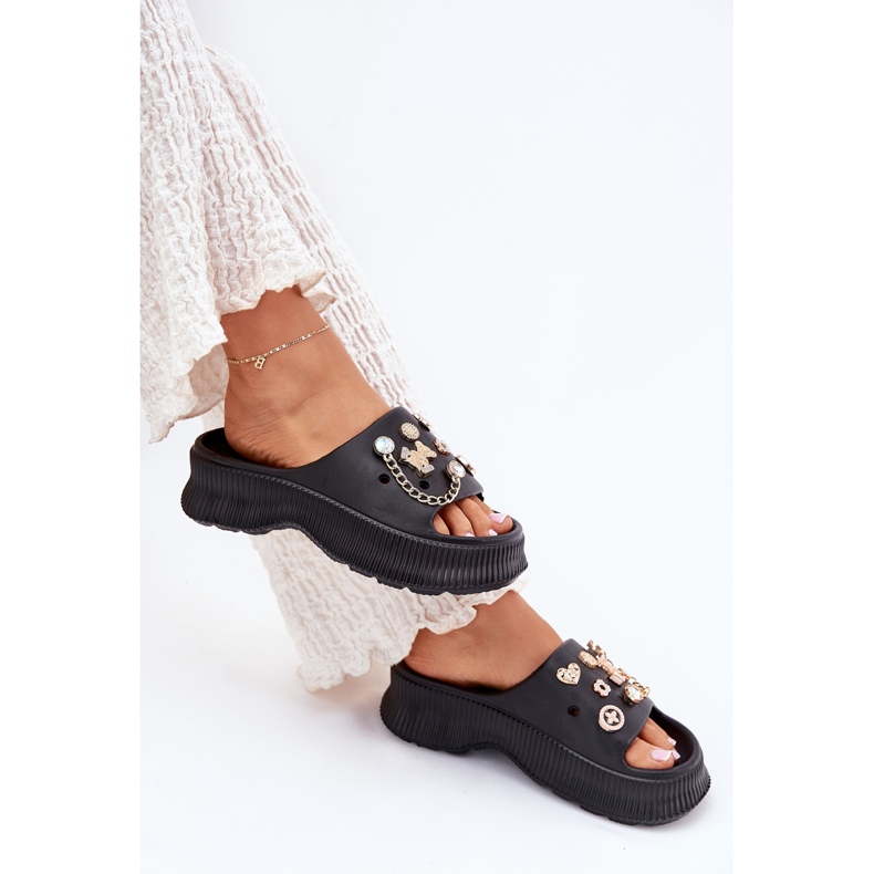 Női hab papucs arany csapokkal fekete csapokkal Női hab papucs arany csapokkal fekete csapokkal