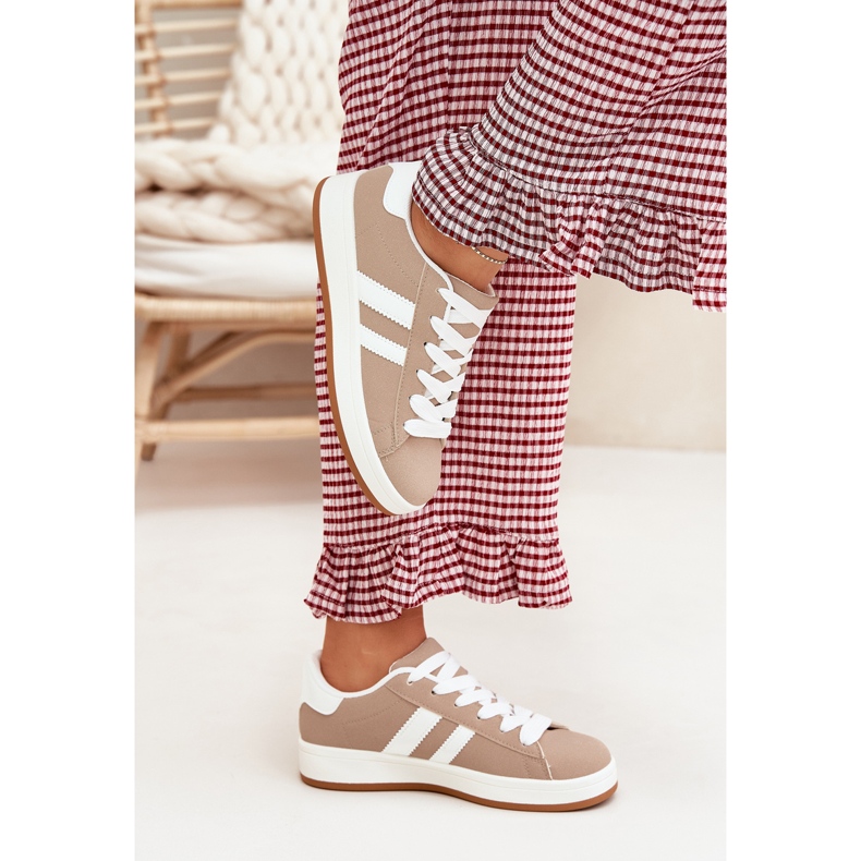 Női cipők sportcipő öko bőr sötét látással bézs