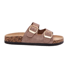 Női papucskapuflopok öko velúr arany bilincsekkel bézs