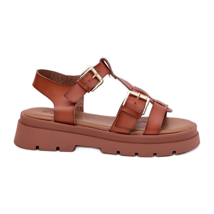 EVento Öko bőr női szandál teve csatokkal barna
