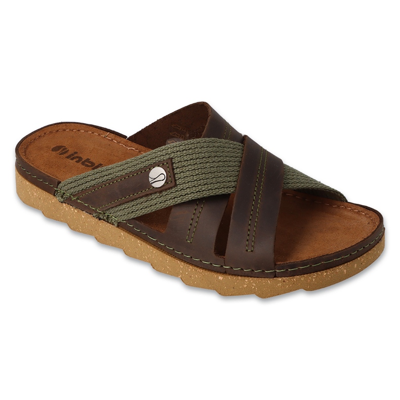 Inblu férfi papucs 158M023 barna és zöld