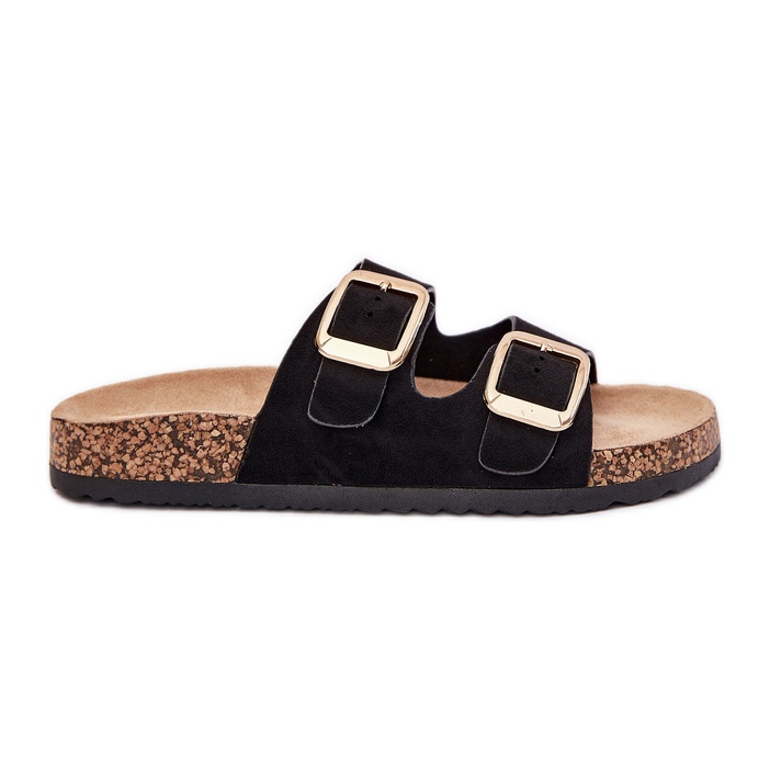 Női papucskapuflopok öko velúr arany csatokkal fekete csatok