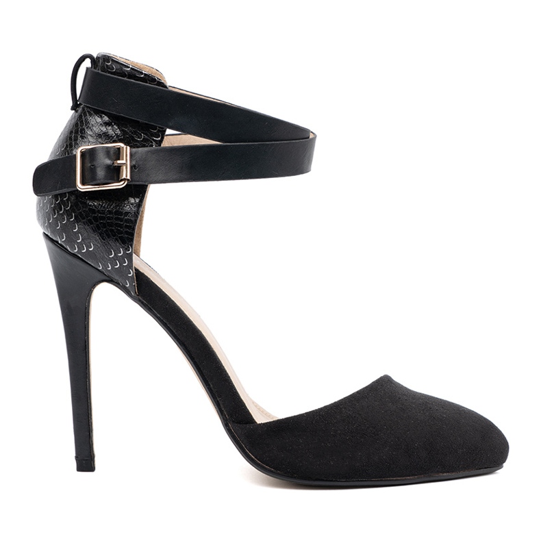 Goodin Fekete magas sarkú cipő övvel a boka körül