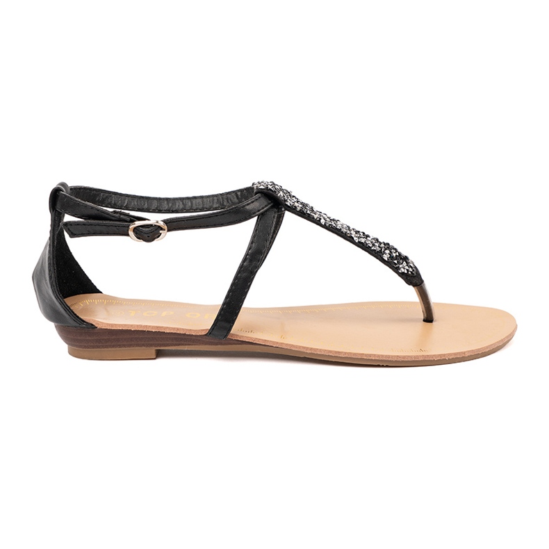 Lapos fekete -stílusú fekete szandál