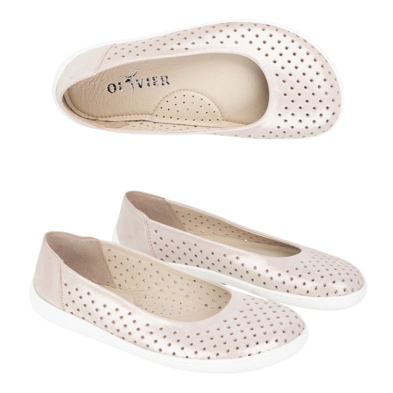 Olivier Mezítláb női minimalista szivattyúk csúsznak -1771pol rózsaszín szatén perforáció