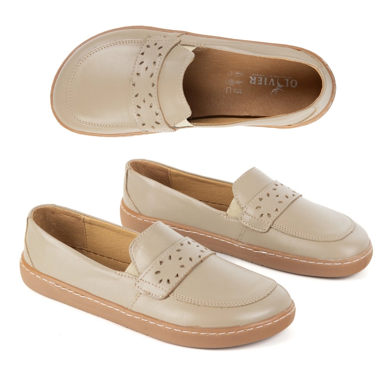 Olivier Női mezítláb inga coafers széles elülső lengyel sötét bézs