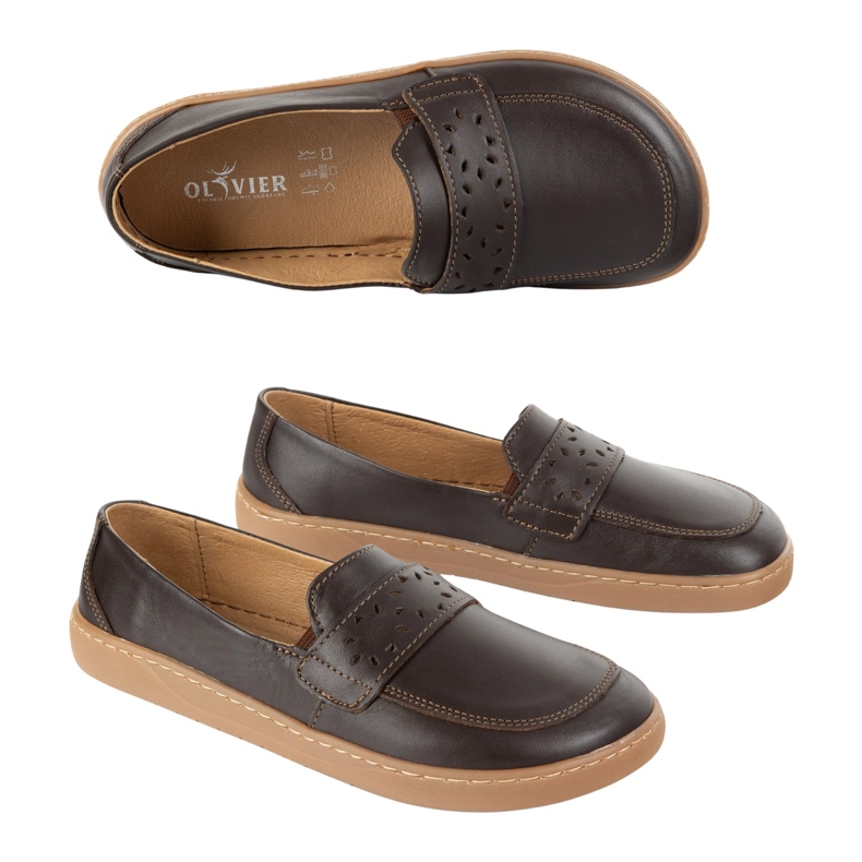 Olivier Női mezítláb inga coafers széles elülső lengyel sötétbarna