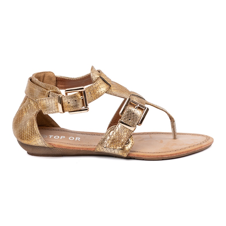 Arany szandál japán stílusban, csatokkal aranysárga