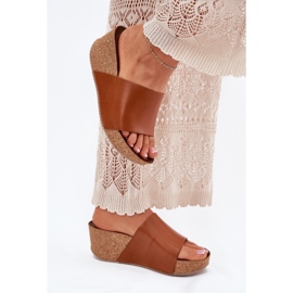 Zazoo 40291 bőr papucs a parafa barna ékeken