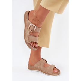 Női flip flopok csatával és tépőzáras inblu mk000013 bézs