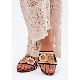 Horgolt női lakás lapos sarkú cipő fekete