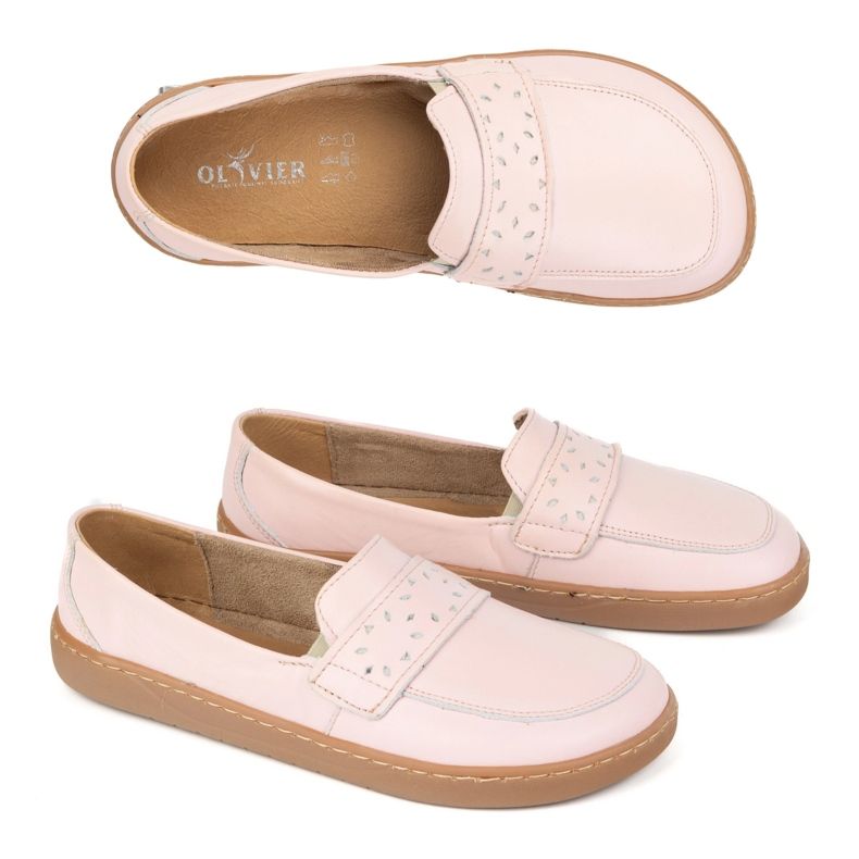 Olivier Női mezítláb inga -loaferek, széles elülső lengyel rózsaszín