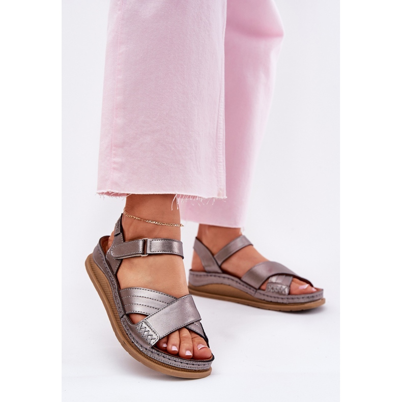 Női bőr szandál a Maciejka L7064-35 grafitplatformon szürke Női bőr szandál a Maciejka L7064-35 grafitplatformon szürke